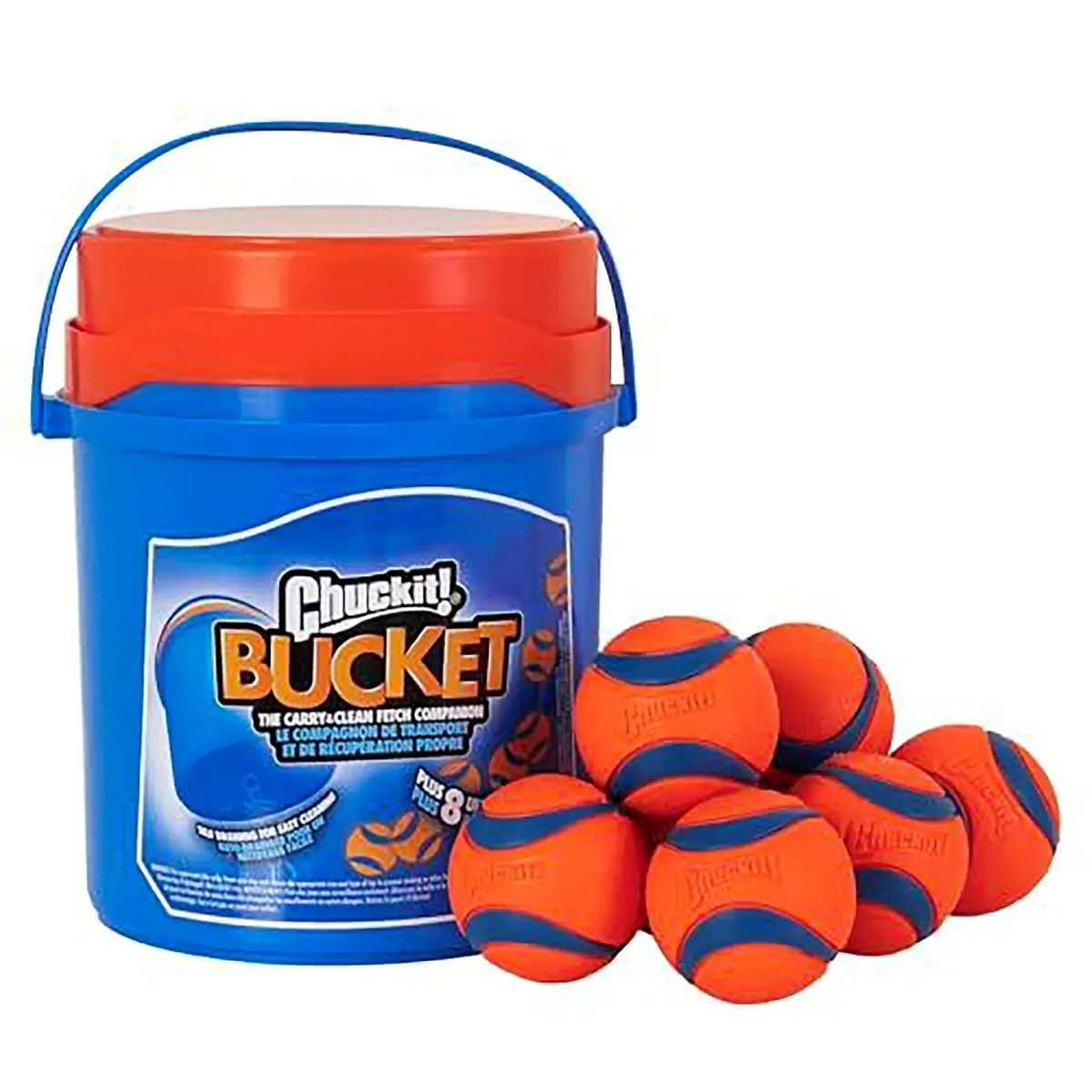 Chuckit! Ultra Ball Dog Toy 8-Pack with Bucket - Medium (6.4 cm) | Durable Rubber Fetch Balls for Dogs 20-60 lbs - main product image