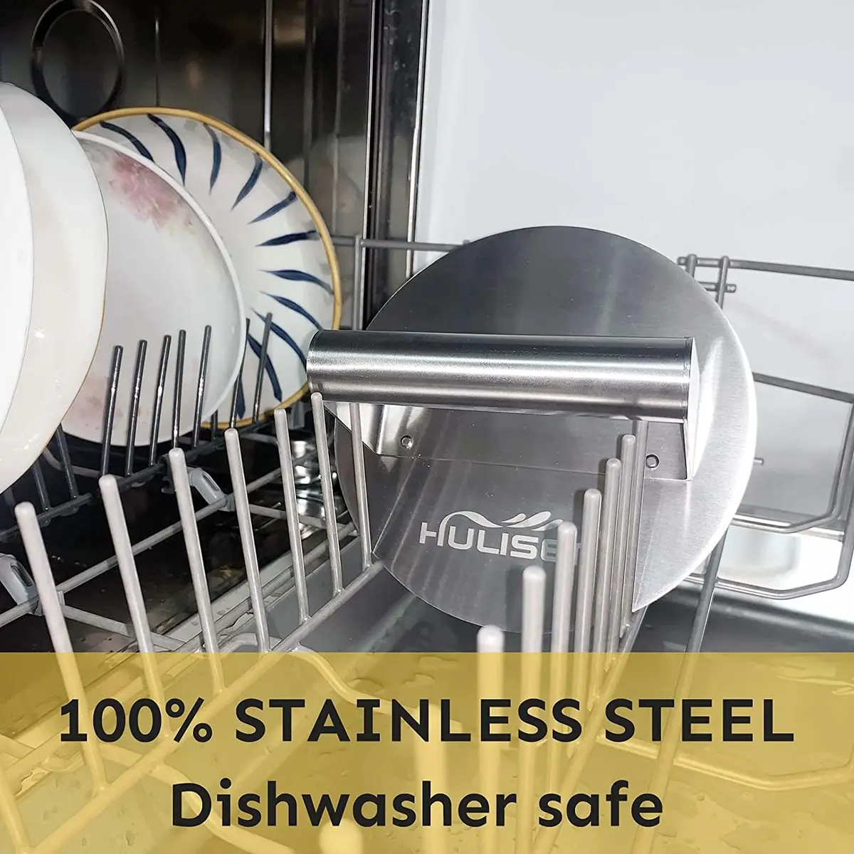 HULISEN Stainless Steel Burger Press 6.2-Inch Round | Flat, Non-Stick, Dishwasher Safe - view 7