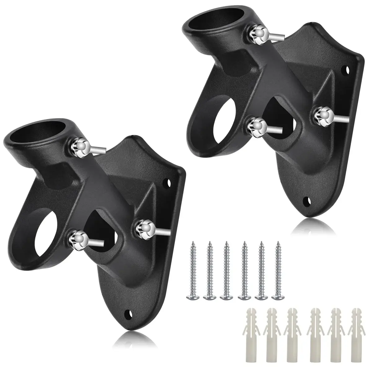 Haoridul Heavy Duty Flag Pole Holder Mount 1" Inner Diameter (Matte Black, 2-Pack) | Rust-Free Aluminum Bracket for Exterior House - main product image