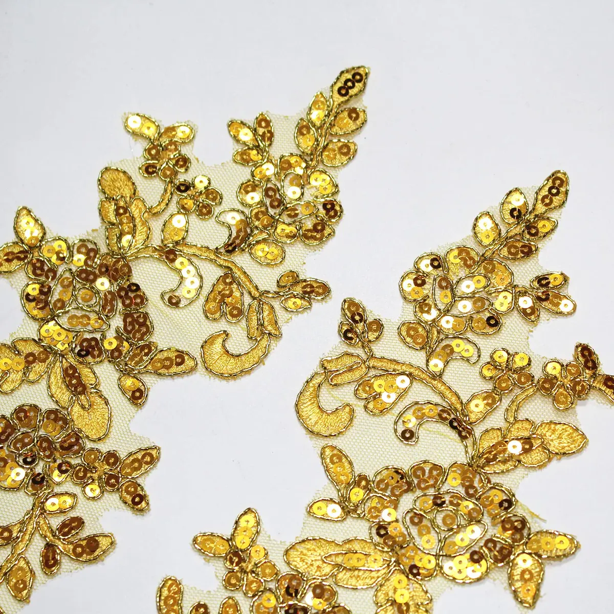 SUNMOVE Gold Fabric Applique Patch 25cm x 10cm | Floral Sequin Embroidery for Bridal & Party Wear - view 6