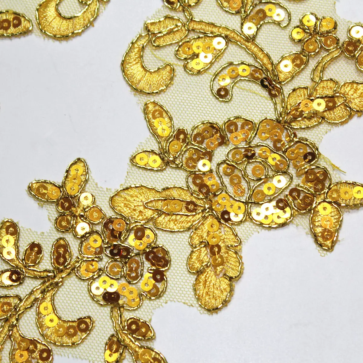 SUNMOVE Gold Fabric Applique Patch 25cm x 10cm | Floral Sequin Embroidery for Bridal & Party Wear - view 3