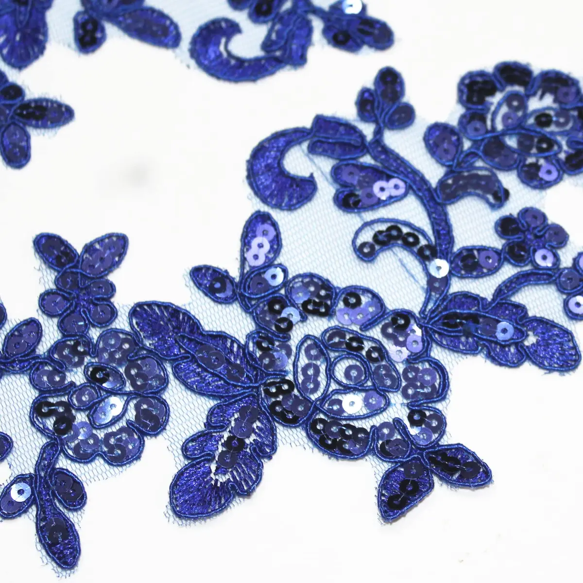 SUNMOVE Blue Embroidery Sequin Lace Applique 25cm x 10cm | Bridal & Party Dress Embellishment - view 4