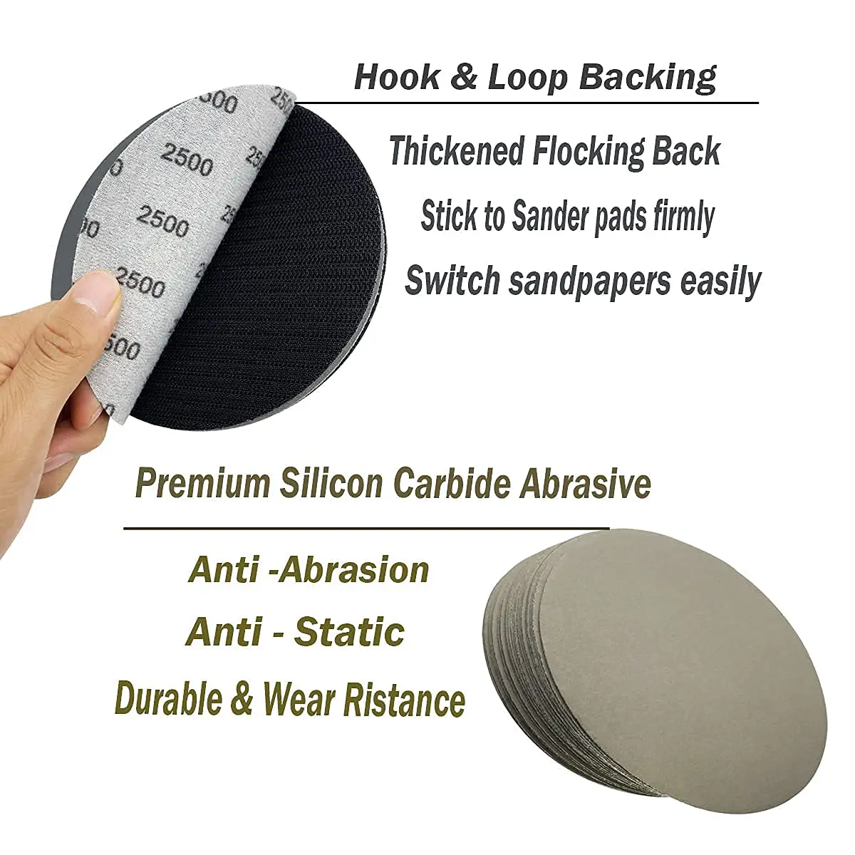 AutKerige 6 Inch 2500 Grit Wet Dry Sandpaper | Hook & Loop Discs for Auto & Home Use - view 3