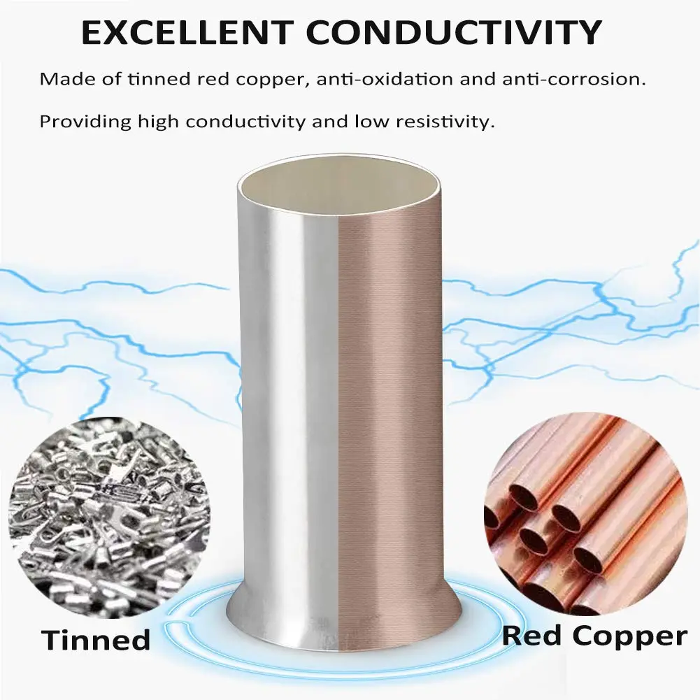 Teansic 600Pcs Tinned Copper Wire Ferrules AWG22-10 | High Conductivity & Safety - view 3