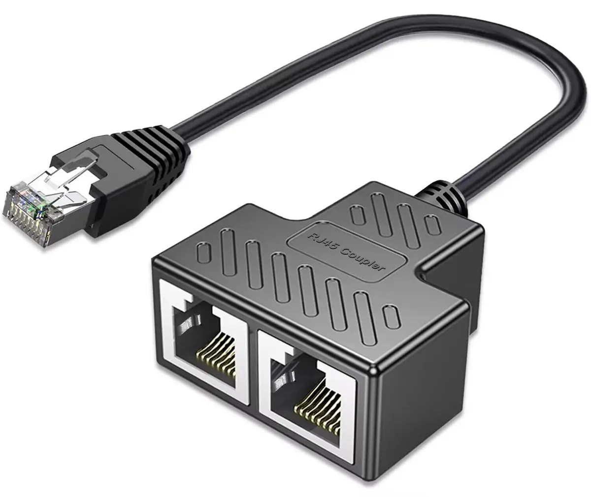 AKWOR Ethernet Splitter 1 to 2 | Double Ethernet Cable Adapter for Cat 5/5e/6/7/8 | Starlink Compatible - main product image