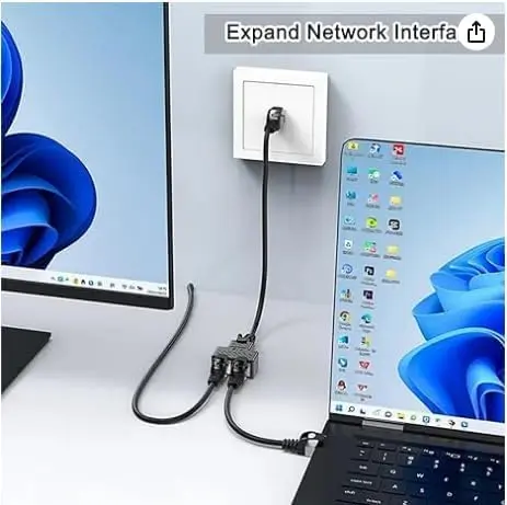 AKWOR Ethernet Splitter 1 to 2 | Double Ethernet Cable Adapter for Cat 5/5e/6/7/8 | Starlink Compatible - view 3