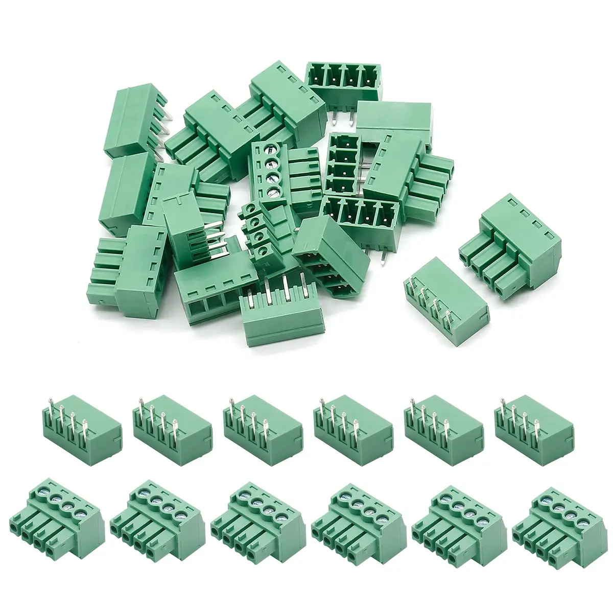 Bonsicoky 4-Pin 3.81mm Pitch PCB Screw Terminal Blocks (10-Set) | Industrial Grade Connectors for Electronics - main product image