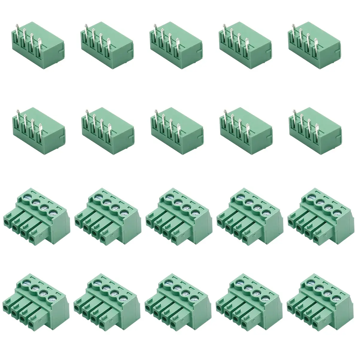 Bonsicoky 4-Pin 3.81mm Pitch PCB Screw Terminal Blocks (10-Set) | Industrial Grade Connectors for Electronics - view 2