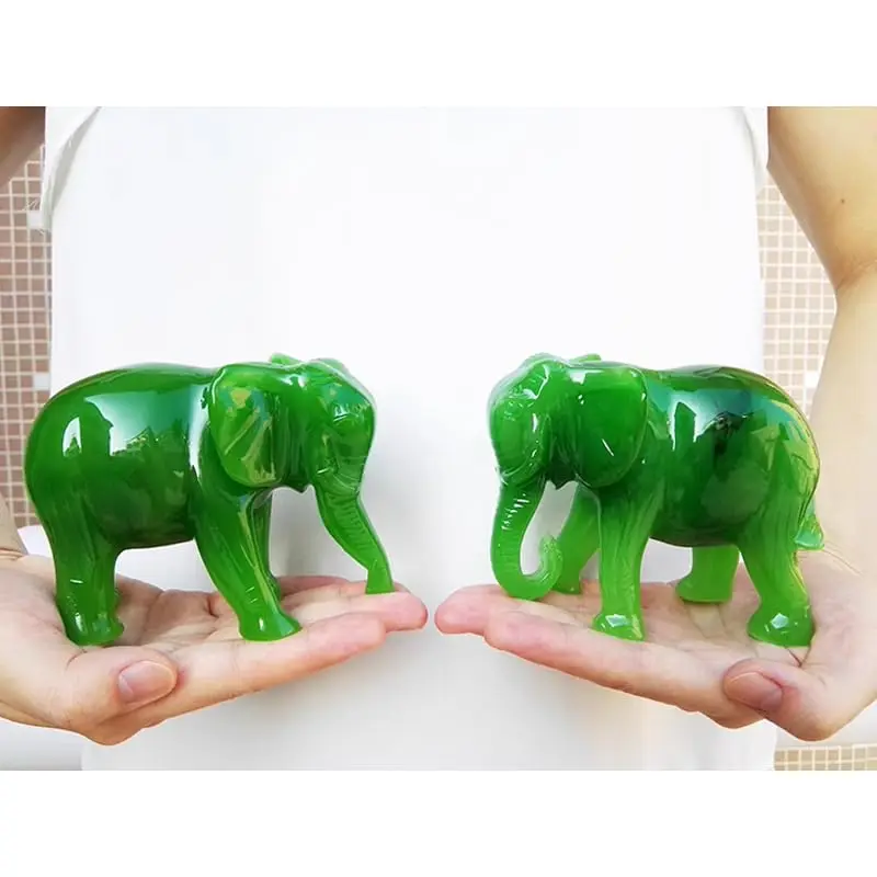 Acxico Jade Green Feng Shui Elephant Statue 10.8 cm (4.25") | Symbol of Luck and Prosperity - view 2