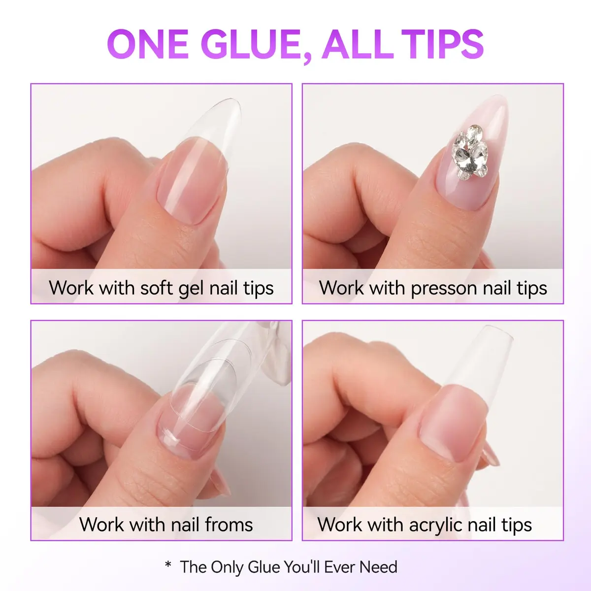Gelike EC 6 in 1 UV Gel Nail Glue for Press Ons & Nail Tips | 8ml (0.27 Fl Oz) HEMA-Free Formula - view 5