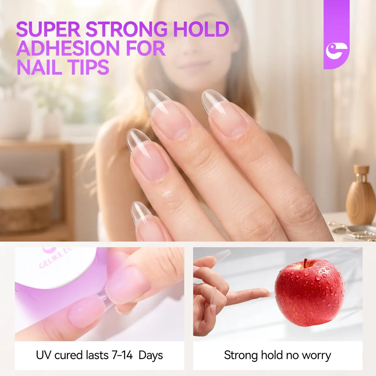 Gelike EC 6 in 1 UV Gel Nail Glue for Press Ons & Nail Tips | 8ml (0.27 Fl Oz) HEMA-Free Formula - view 3