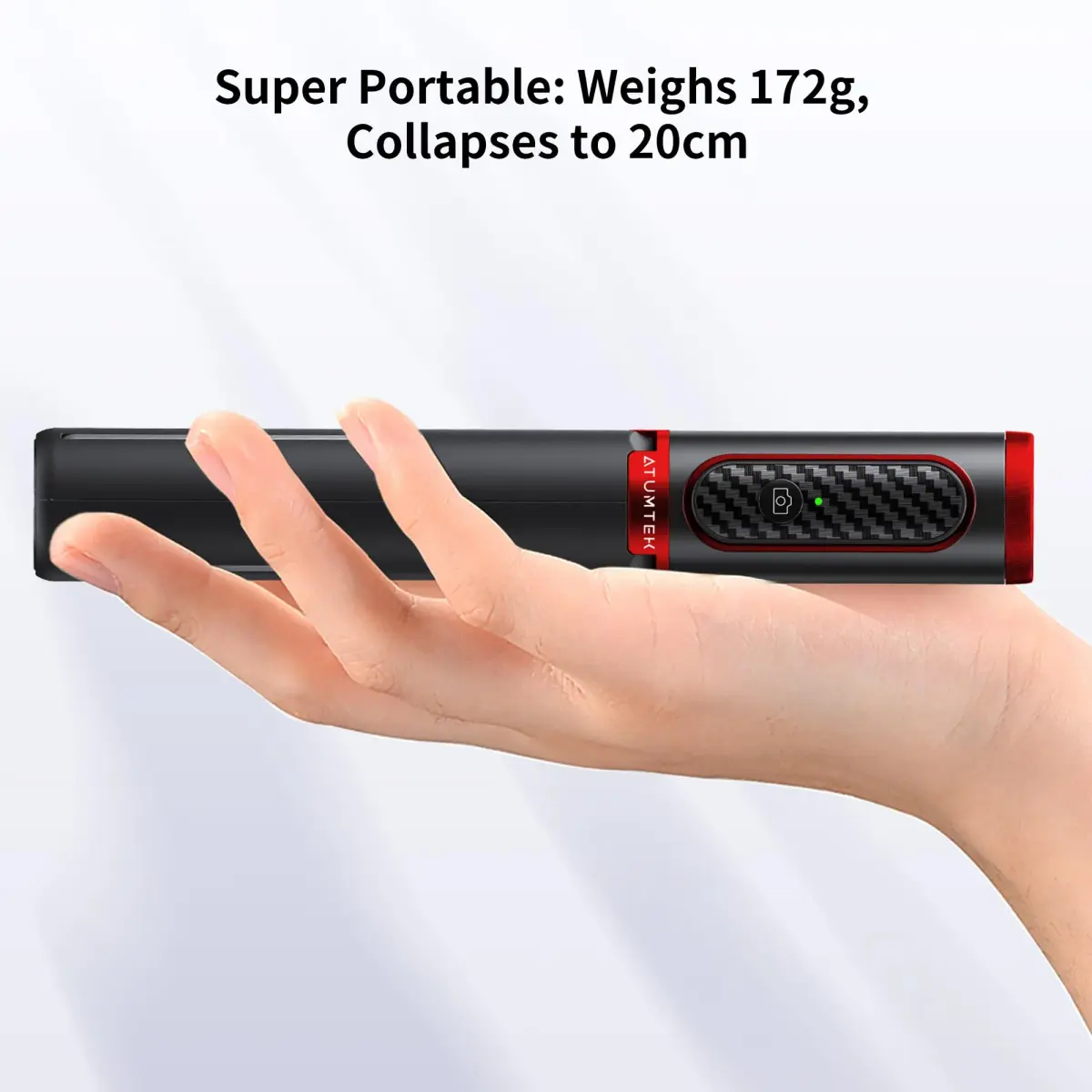 ATUMTEK Selfie Stick Tripod with Bluetooth Remote, 7.7"-31.3" Extendable Aluminum Pole for iPhone & Samsung Smartphones, Red | Integrated 3-in-1 Design - view 4