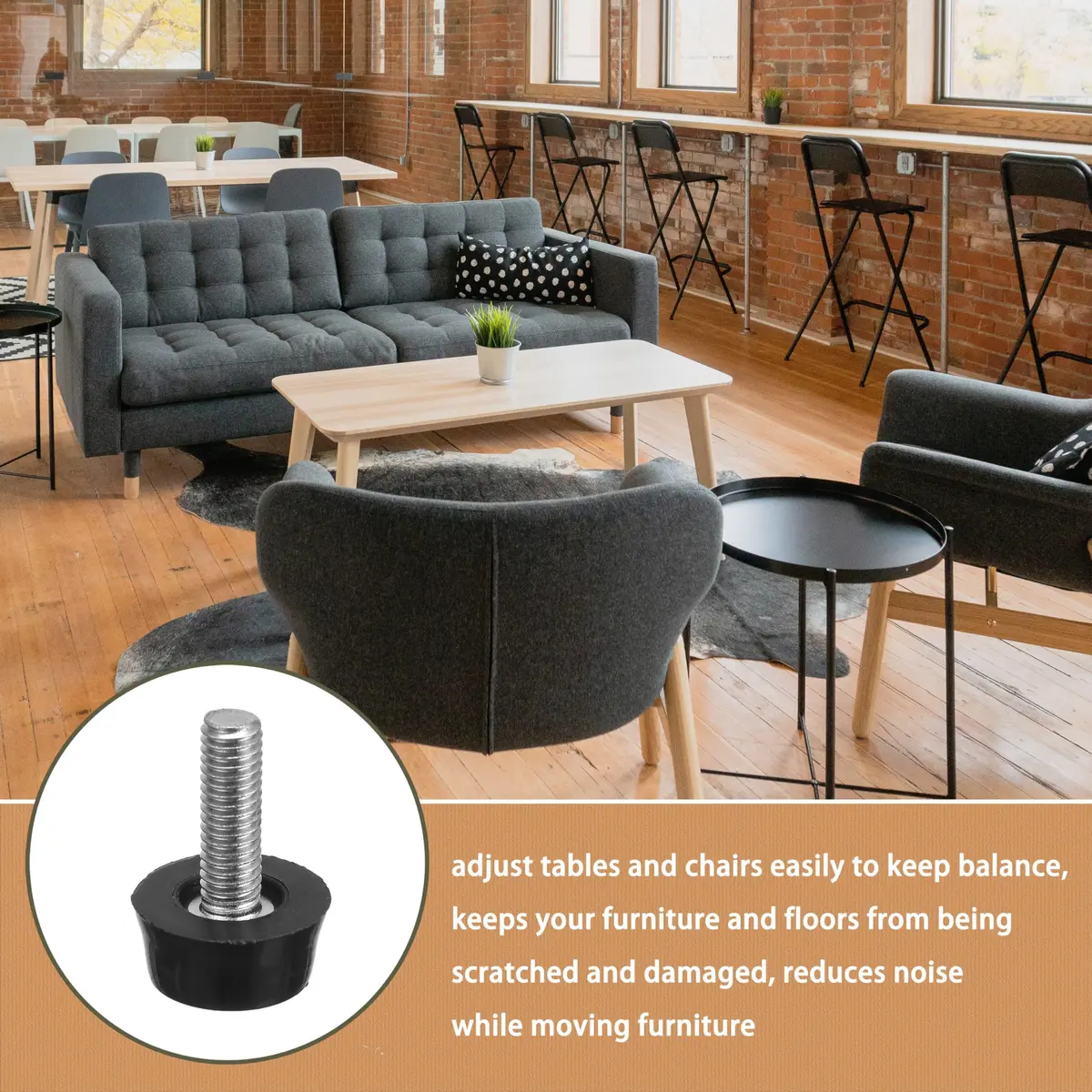 MILDWOO Furniture Leveling Feet 1/4"-20 UNC Thread Adjustable Set | Protect Floors & Level Furniture - view 3