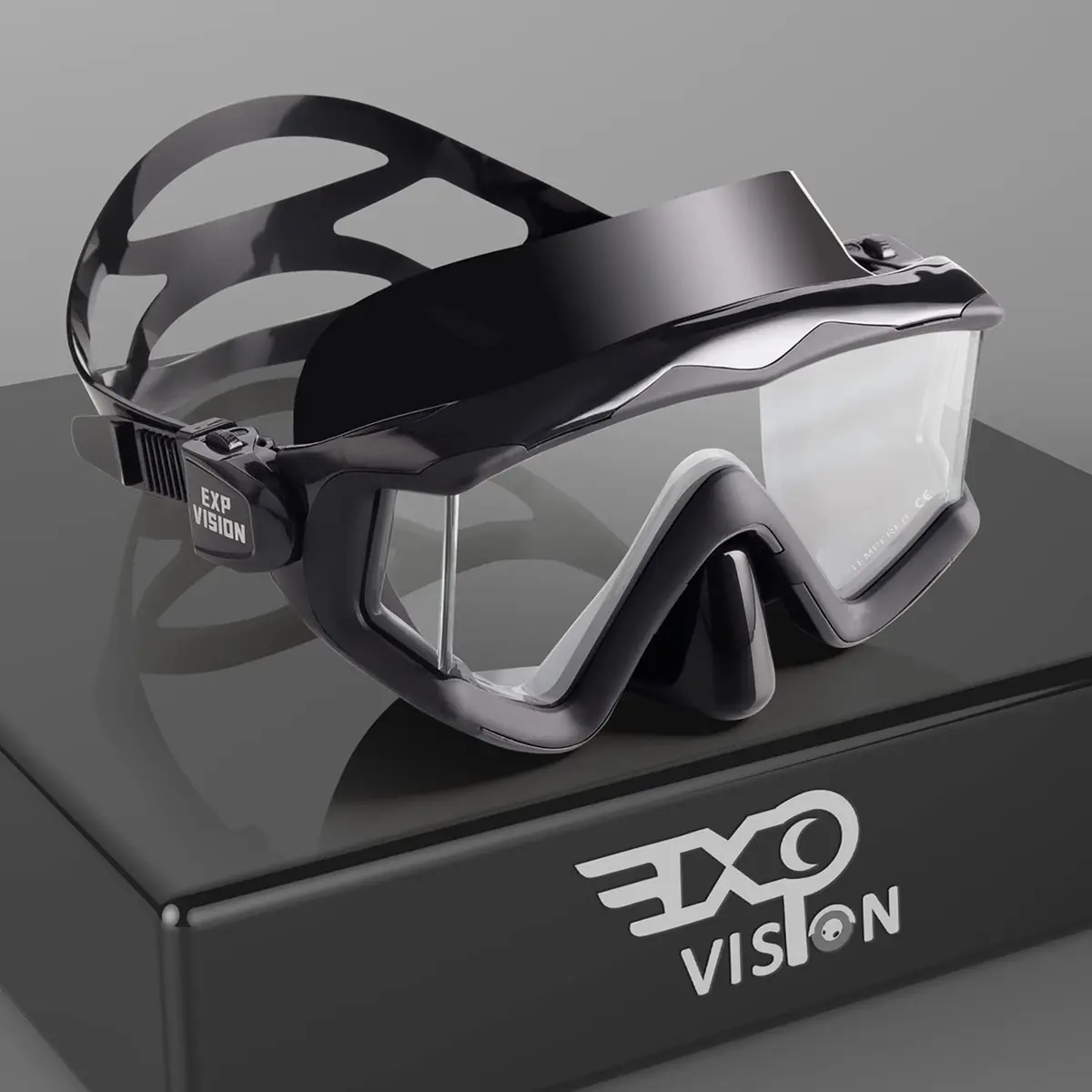EXP VISION Pano 3 Window Scuba Diving Mask, Tempered Glass Snorkel Mask 280g (9.87 oz) | Wide View Anti-Fog Swim Mask - main product image