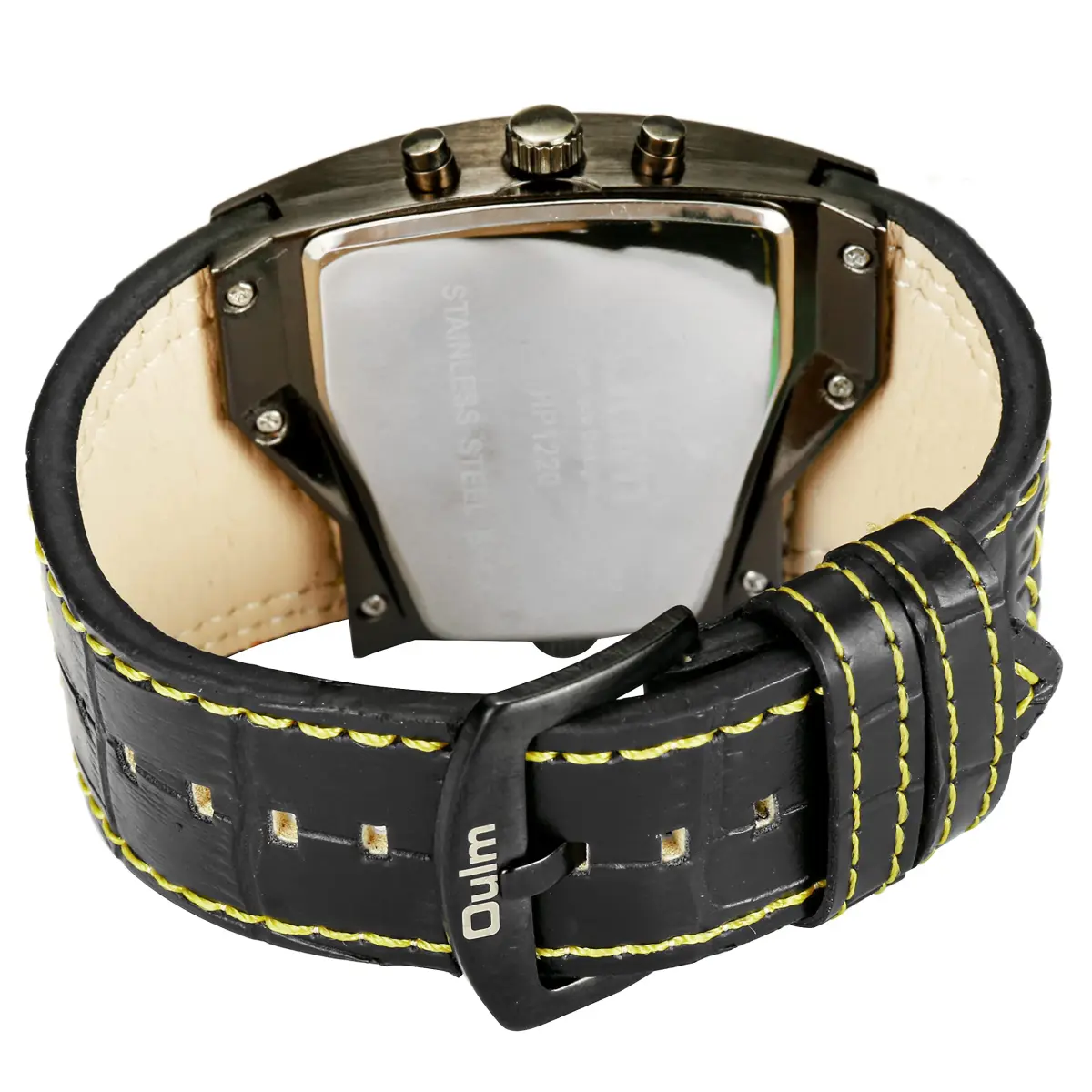 ShoppeWatch Unique Men's Dual Time Display Watch 54mm Case | Quartz Movement Leather Band - view 3