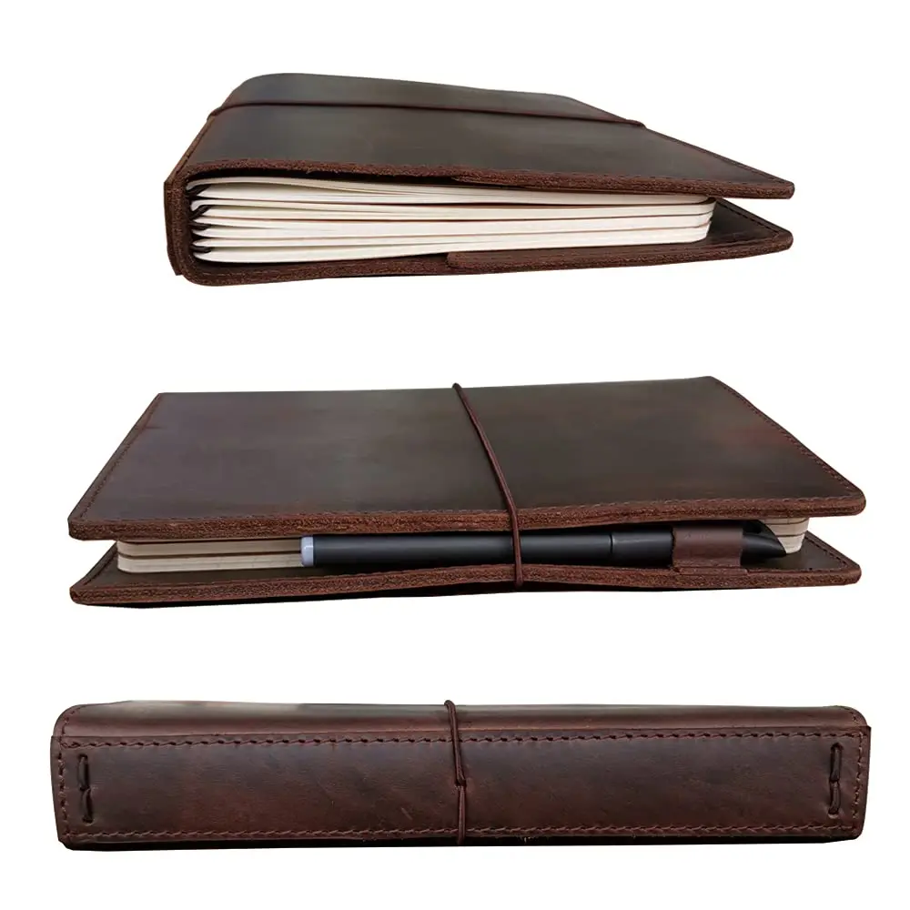 newestor Travelers Notebook Cover A5 Size Dark Brown Genuine Leather | Durable & Functional for Daily Use - view 5