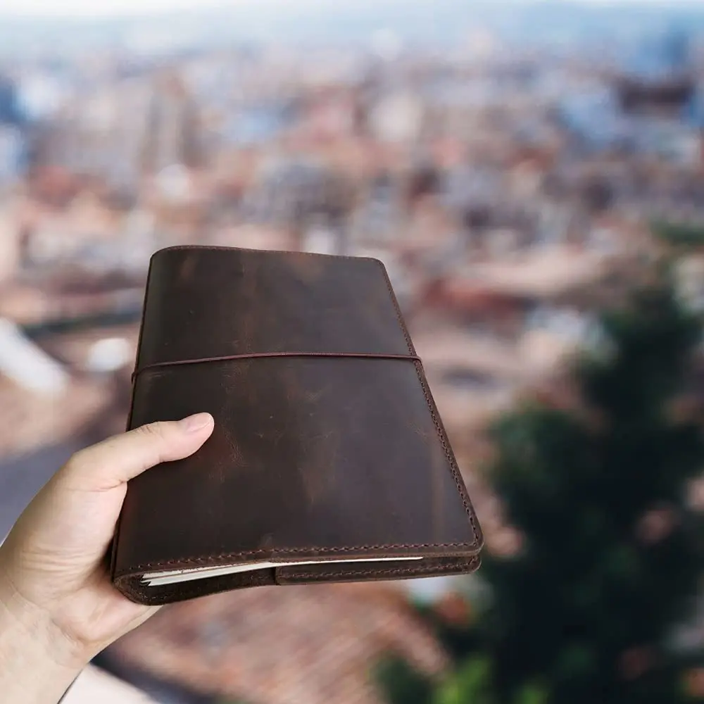 newestor Travelers Notebook Cover A5 Size Dark Brown Genuine Leather | Durable & Functional for Daily Use - view 8