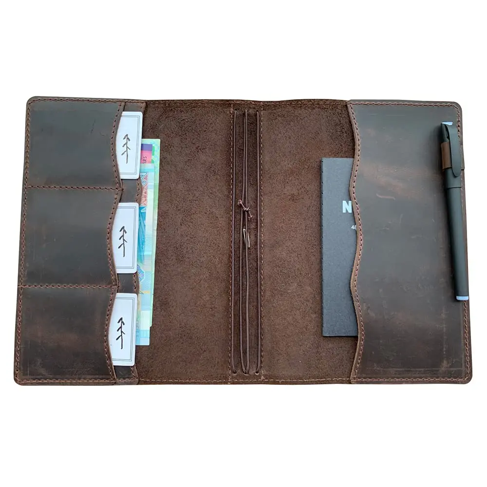 newestor Travelers Notebook Cover A5 Size Dark Brown Genuine Leather | Durable & Functional for Daily Use - view 2