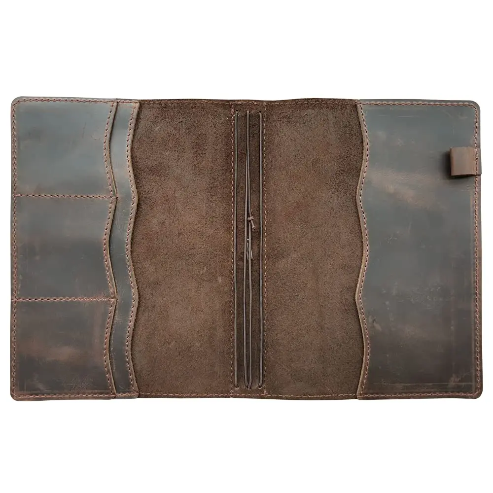 newestor Travelers Notebook Cover A5 Size Dark Brown Genuine Leather | Durable & Functional for Daily Use - view 3