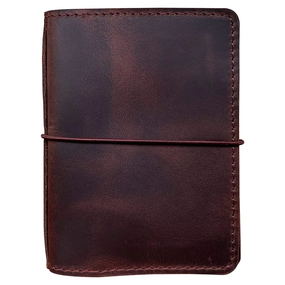 newestor Travelers Notebook Cover Passport Size Dark Brown | Genuine Leather with Pen Loop & Card Slots - main product image