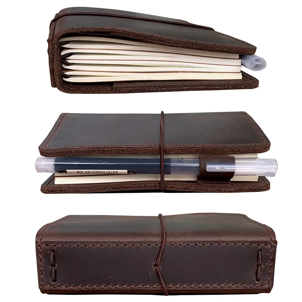 newestor Travelers Notebook Cover Passport Size Dark Brown | Genuine Leather with Pen Loop & Card Slots - view 6