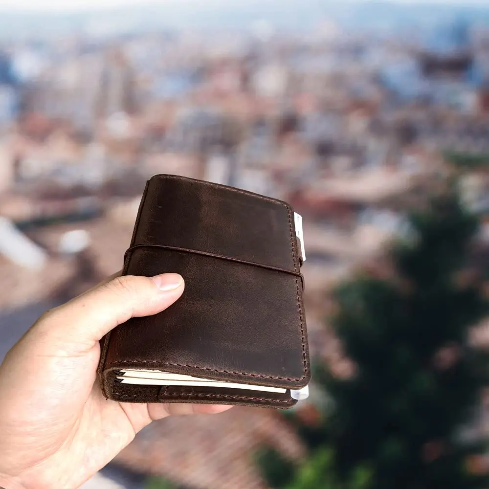 newestor Travelers Notebook Cover Passport Size Dark Brown | Genuine Leather with Pen Loop & Card Slots - view 9