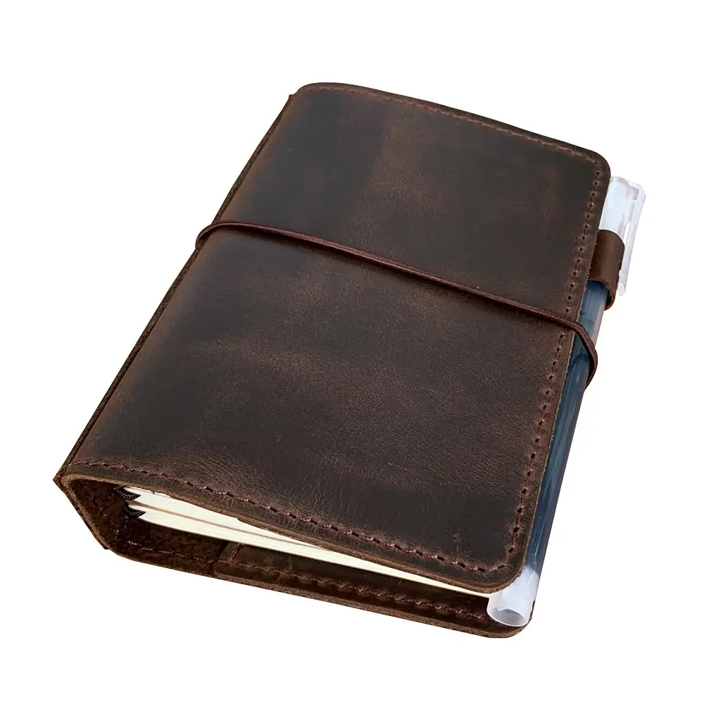 newestor Travelers Notebook Cover Passport Size Dark Brown | Genuine Leather with Pen Loop & Card Slots - view 2