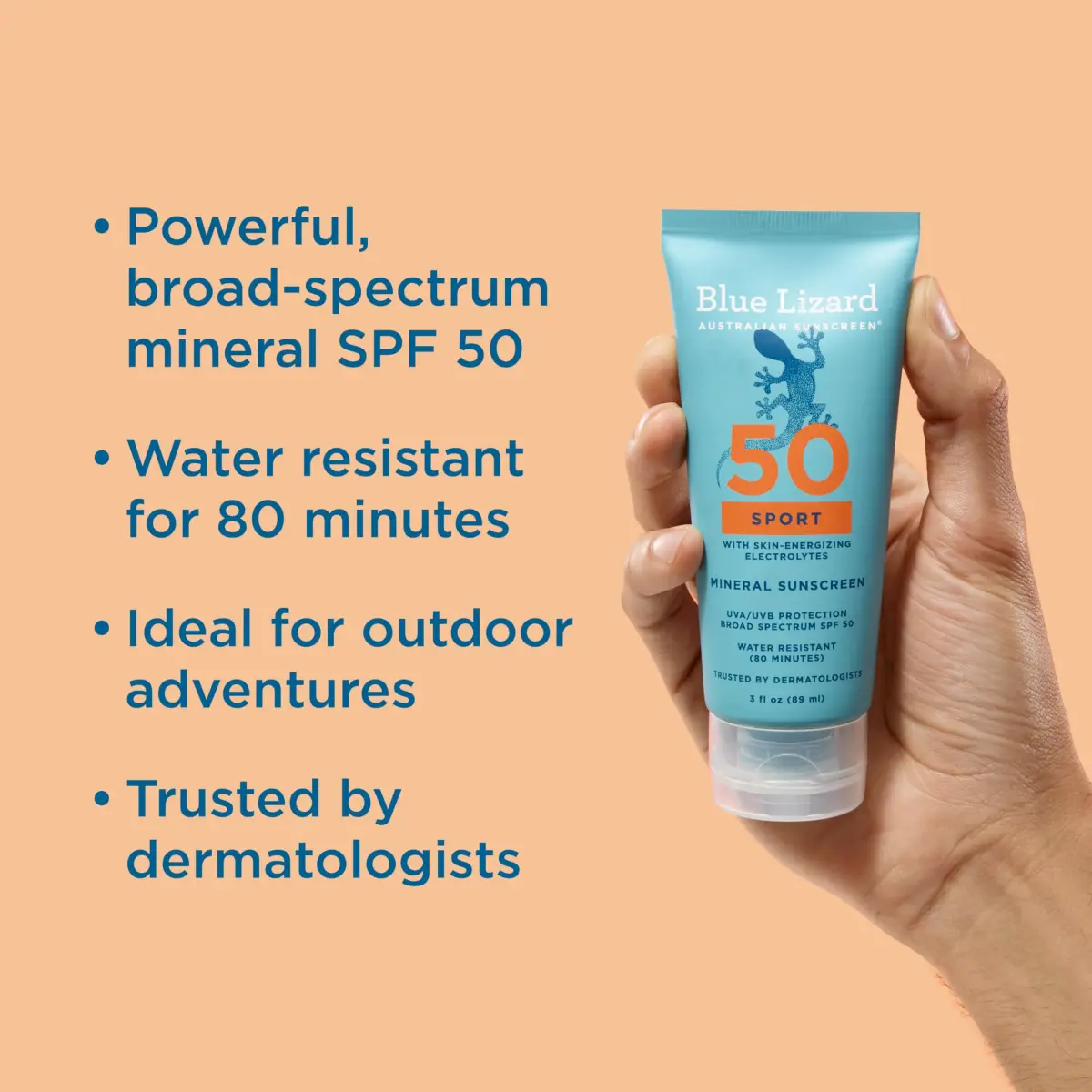 Blue Lizard Sport Mineral SPF 50 Lotion 89ml (3.0 Fl Oz) | Broad Spectrum UVA/UVB Protection - view 2