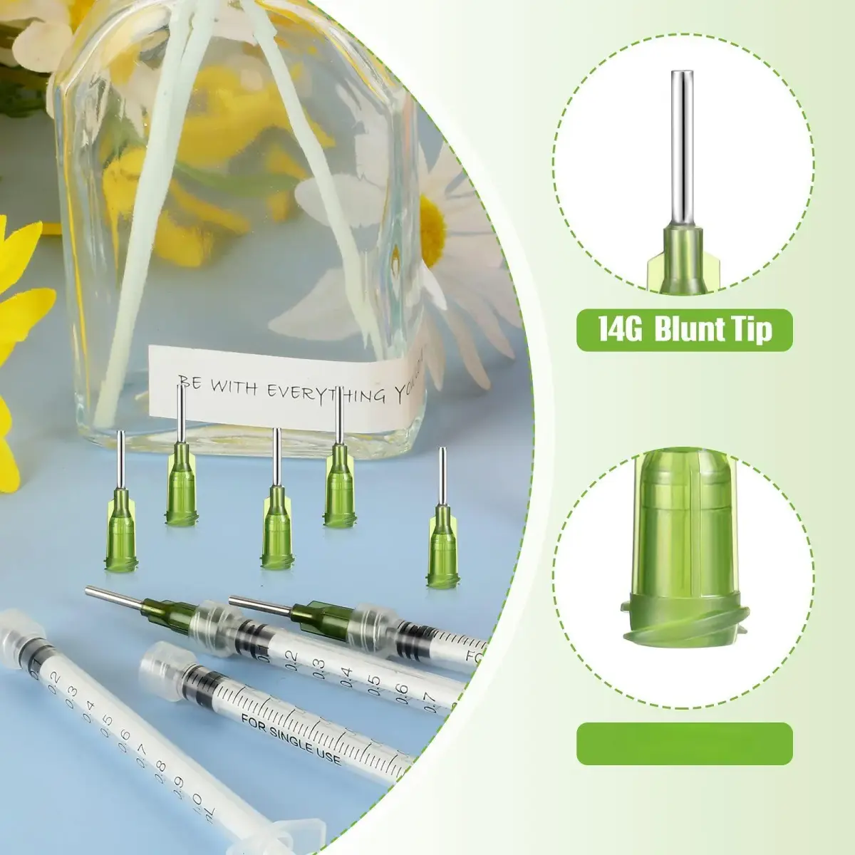 Honoson 150 Pcs Blunt Tip Needles 1/2 Inch Luer Lock, Olive Green | Industrial Dispensing for Crafts & Electronics - view 3