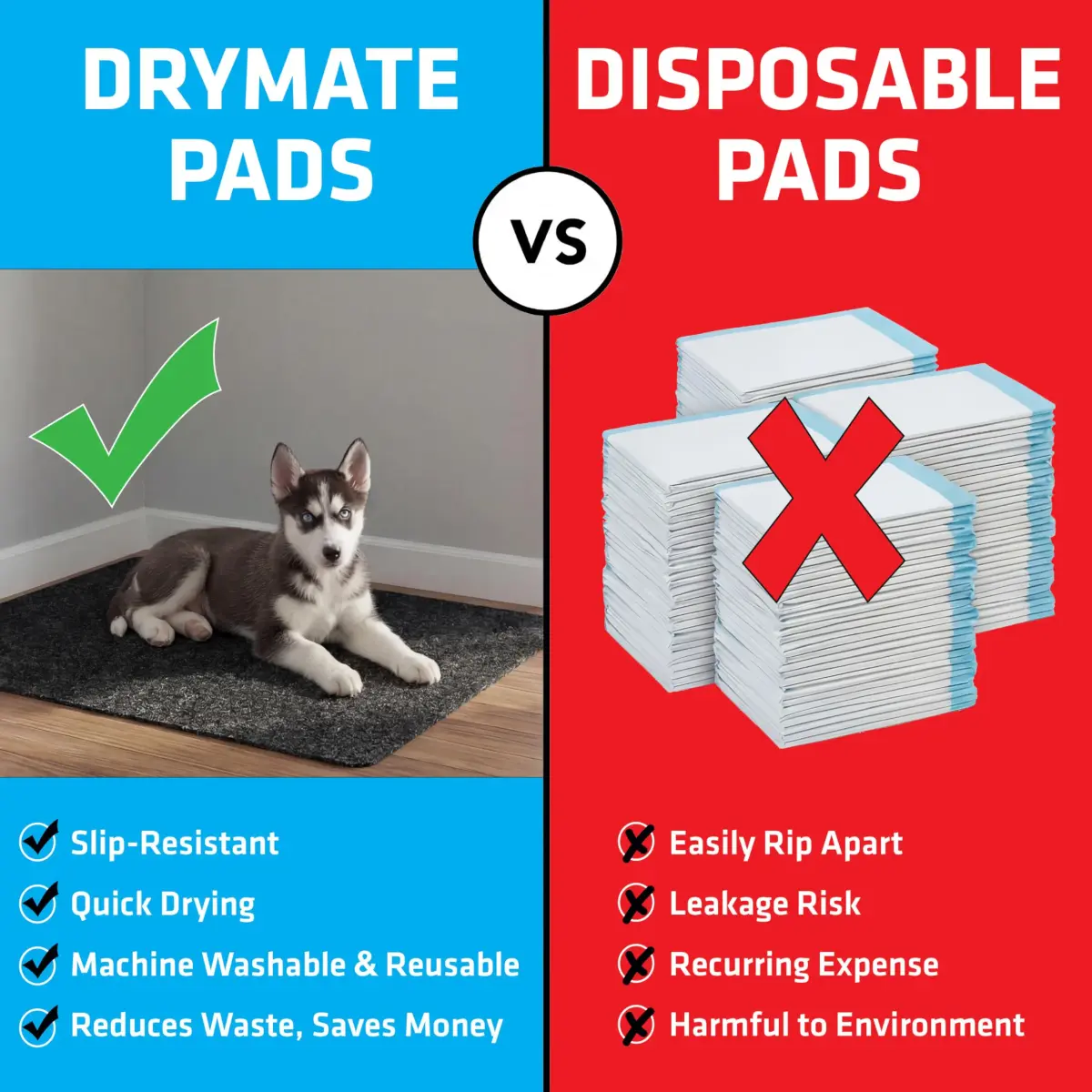 Drymate Jumbo Dog Playpen Mat 60x74 Charcoal | Super Absorbent Waterproof Reusable Puppy Pad - view 6