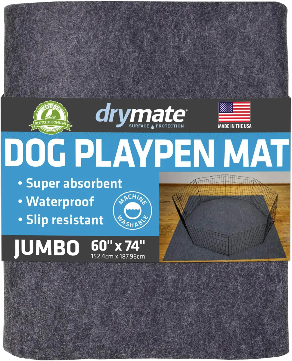 Drymate Jumbo Dog Playpen Mat 60x74 Charcoal | Super Absorbent Waterproof Reusable Puppy Pad - main product image