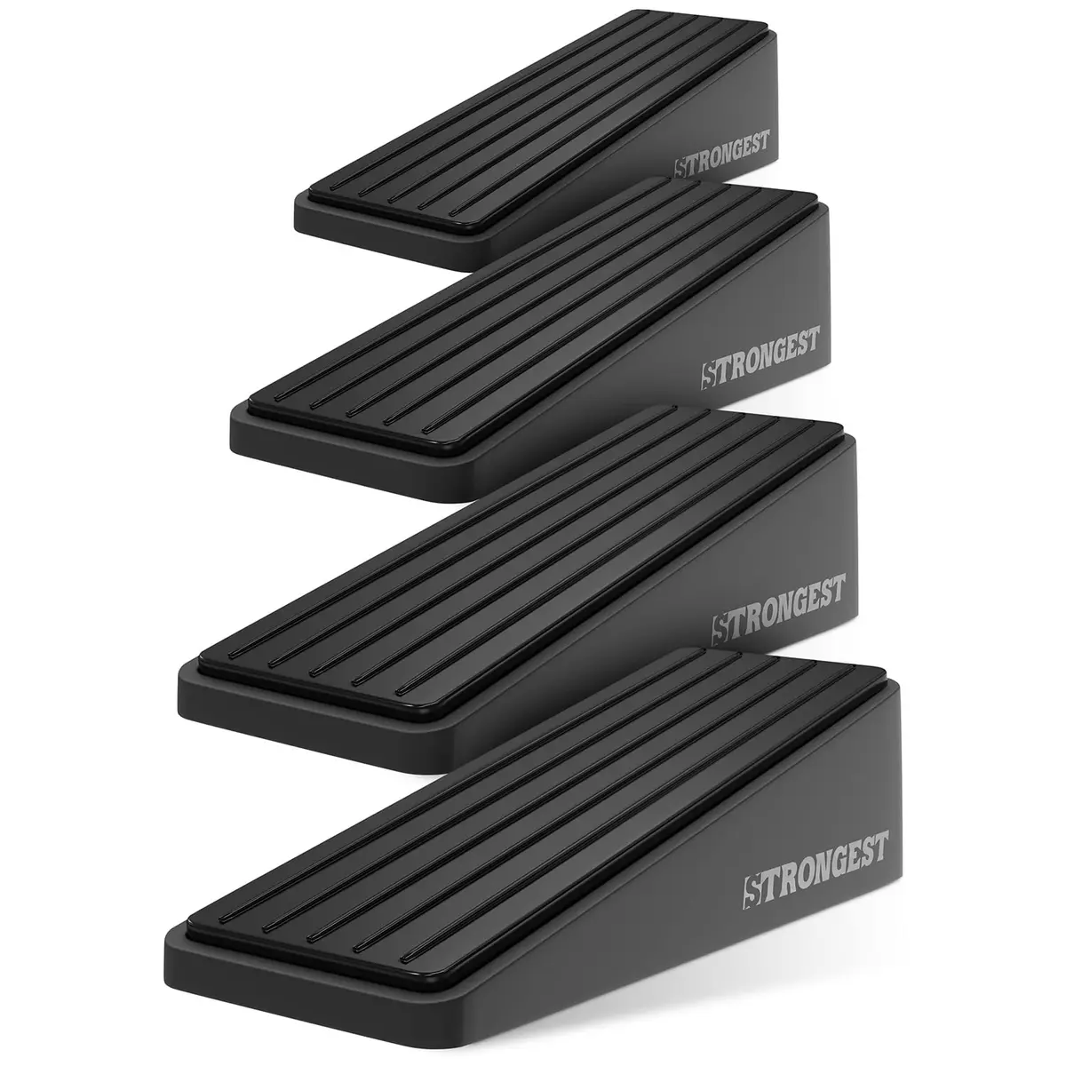 STRONGEST HOME Black Door Stoppers for Bottom of Door, Metal Door Stop | Heavy Duty Zinc Alloy, Fits 0.16-1 in Gaps - main product image