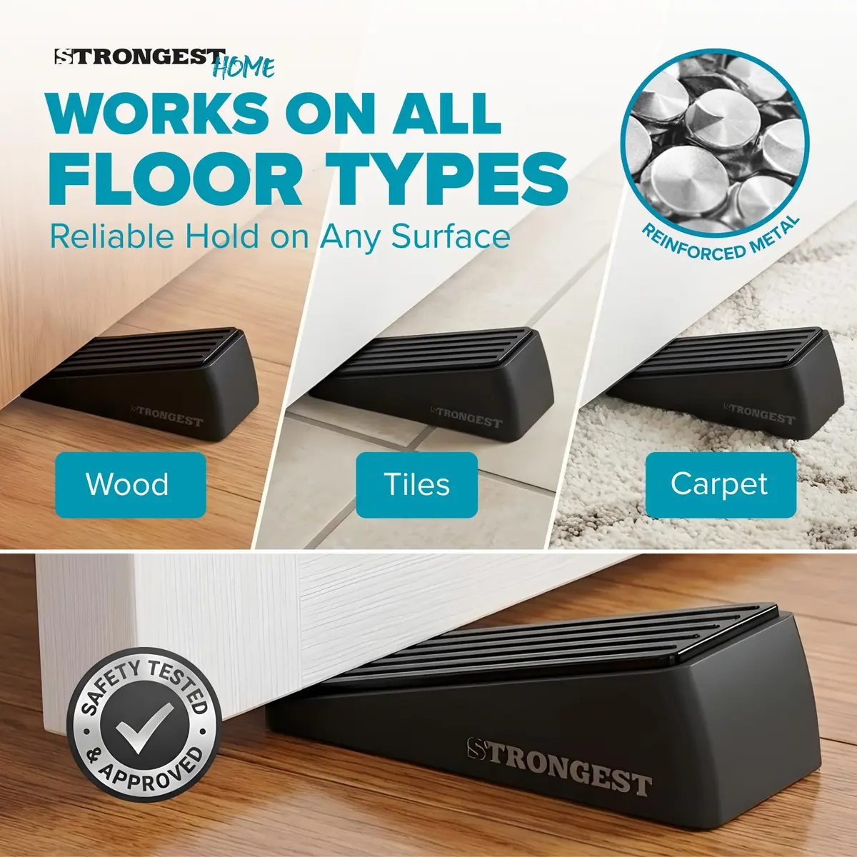STRONGEST HOME Black Door Stoppers for Bottom of Door, Metal Door Stop | Heavy Duty Zinc Alloy, Fits 0.16-1 in Gaps - view 5