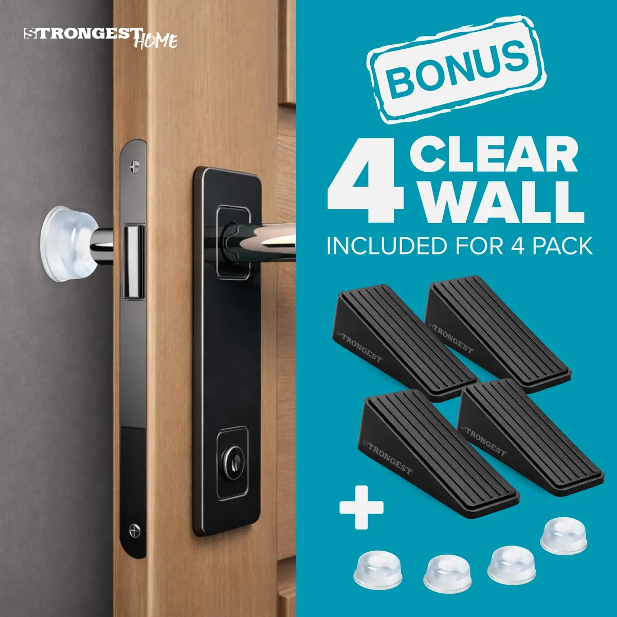 STRONGEST HOME Black Door Stoppers for Bottom of Door, Metal Door Stop | Heavy Duty Zinc Alloy, Fits 0.16-1 in Gaps - view 6