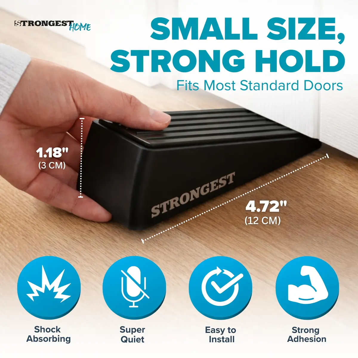 STRONGEST HOME Black Door Stoppers for Bottom of Door, Metal Door Stop | Heavy Duty Zinc Alloy, Fits 0.16-1 in Gaps - view 8