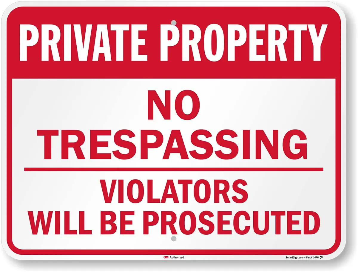 SmartSign 18 x 24 inch Private Property No Trespassing Metal Sign, 80 mil Aluminum, 3M Laminated Reflective Material - main product image