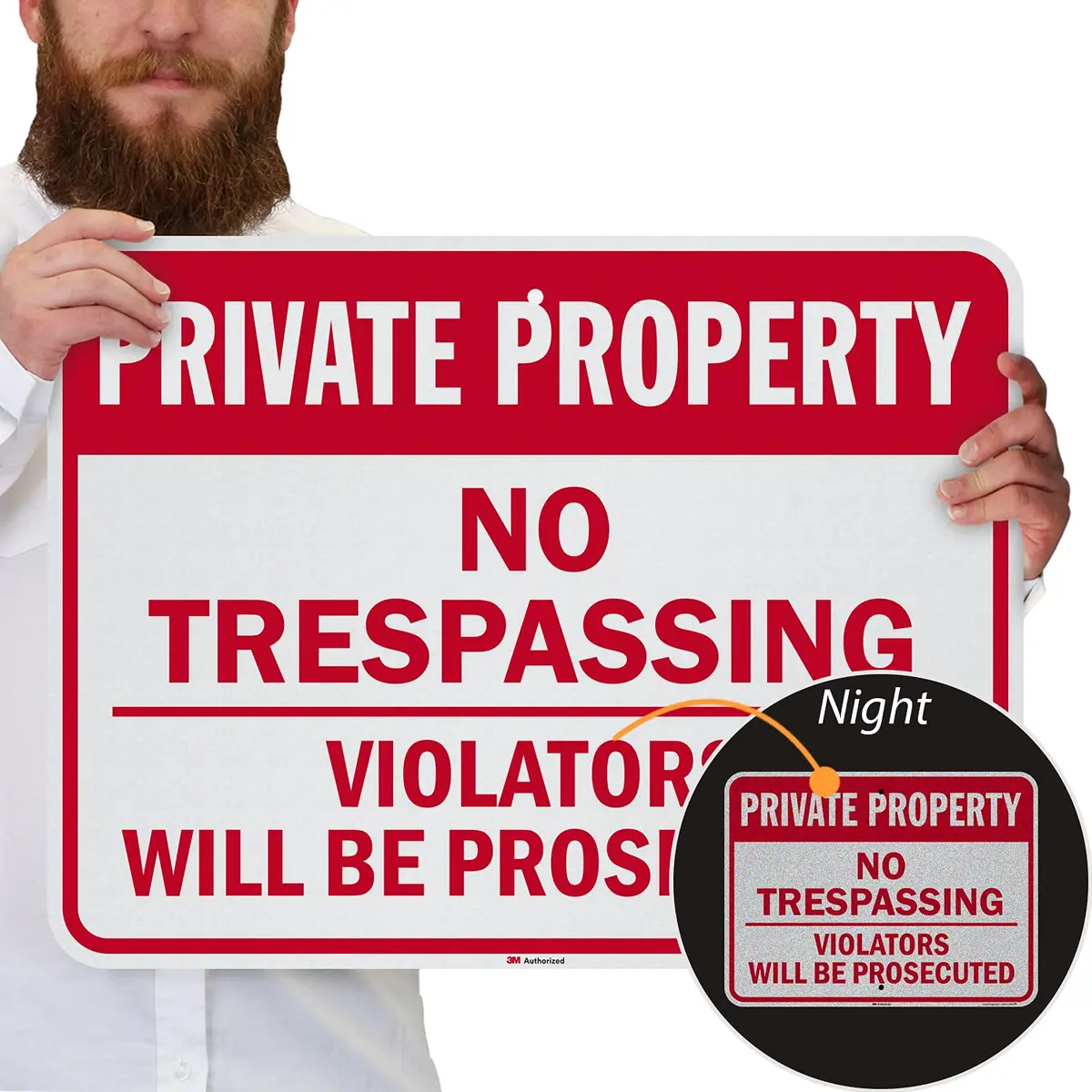 SmartSign 18 x 24 inch Private Property No Trespassing Metal Sign, 80 mil Aluminum, 3M Laminated Reflective Material - view 2