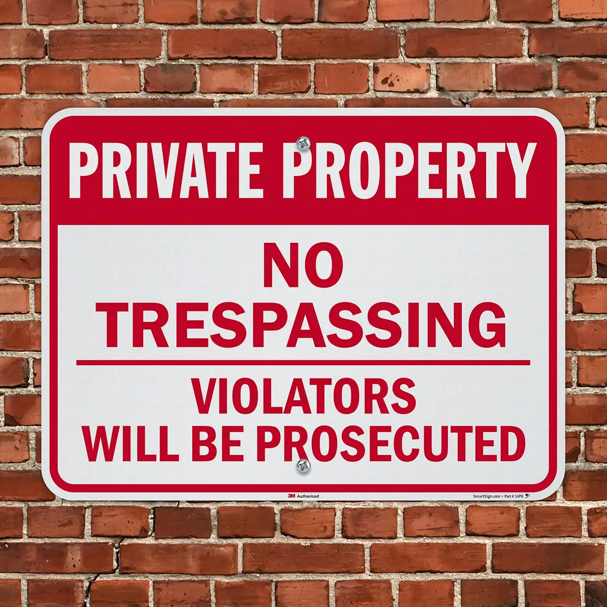 SmartSign 18 x 24 inch Private Property No Trespassing Metal Sign, 80 mil Aluminum, 3M Laminated Reflective Material - view 4
