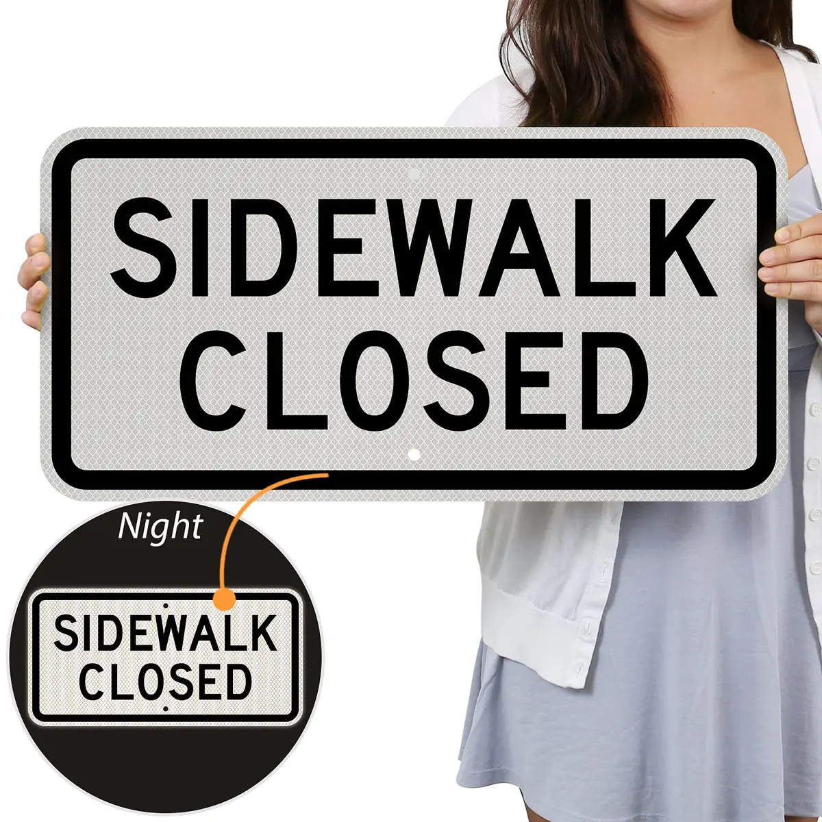 SmartSign 12 x 24 inch MUTCD-Compliant Metal Sign, Black & White, Reflective, Durable Aluminum - view 2
