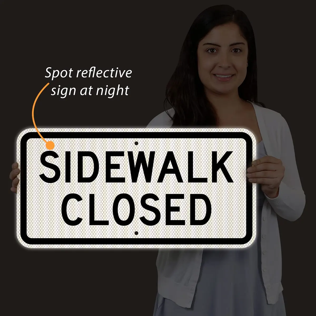 SmartSign 12 x 24 inch MUTCD-Compliant Metal Sign, Black & White, Reflective, Durable Aluminum - view 3