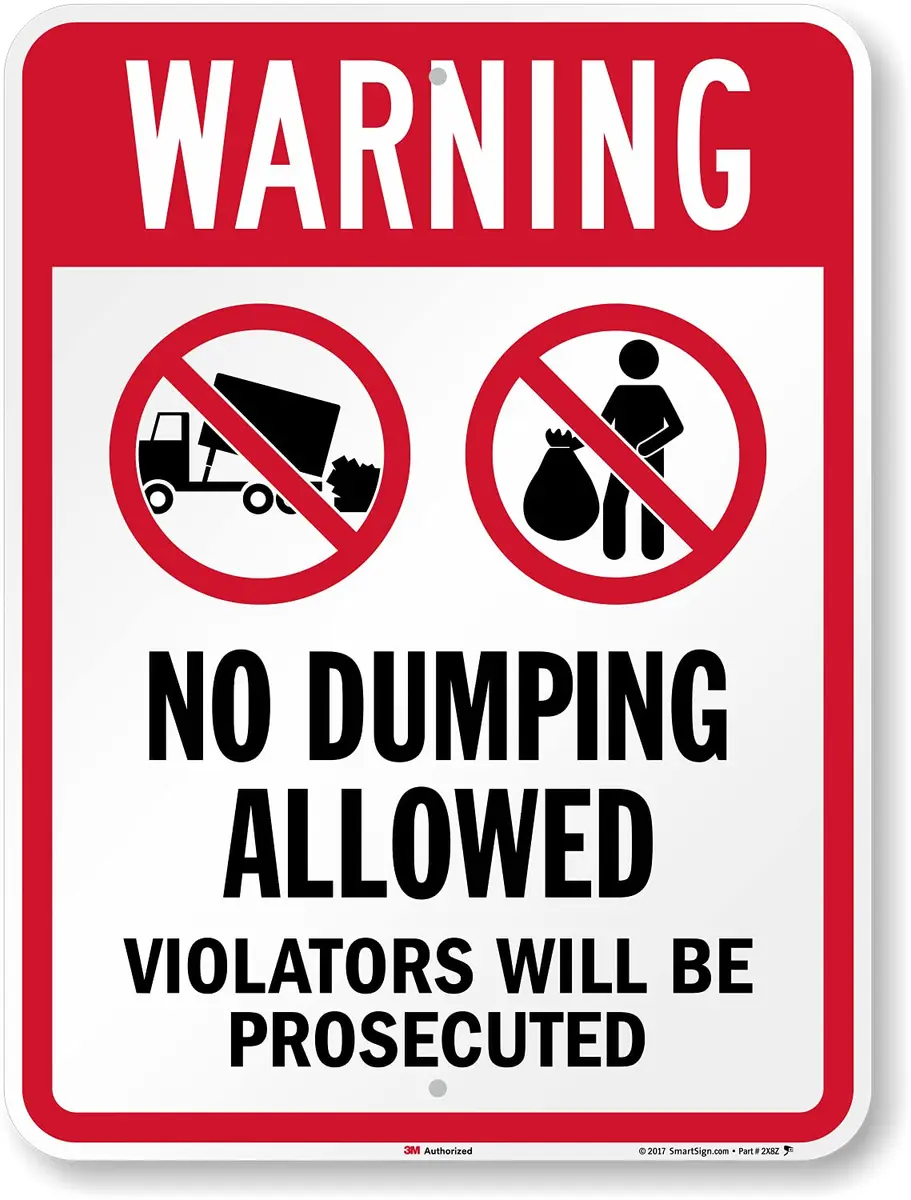 SmartSign 24 x 18 inch Warning No Dumping Allowed Metal Sign, 80 mil Aluminum, 3M Laminated Reflective Material - main product image