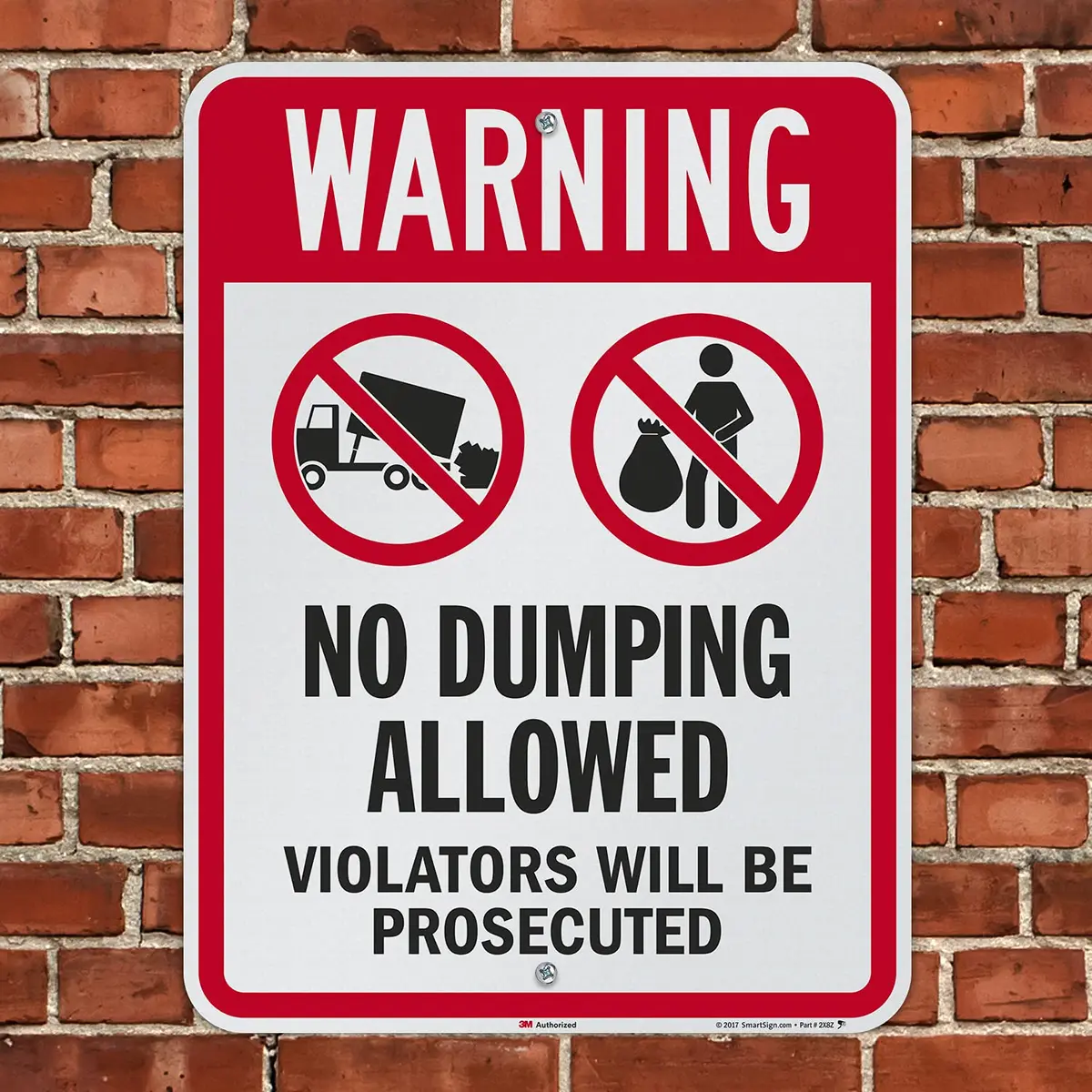 SmartSign 24 x 18 inch Warning No Dumping Allowed Metal Sign, 80 mil Aluminum, 3M Laminated Reflective Material - view 4