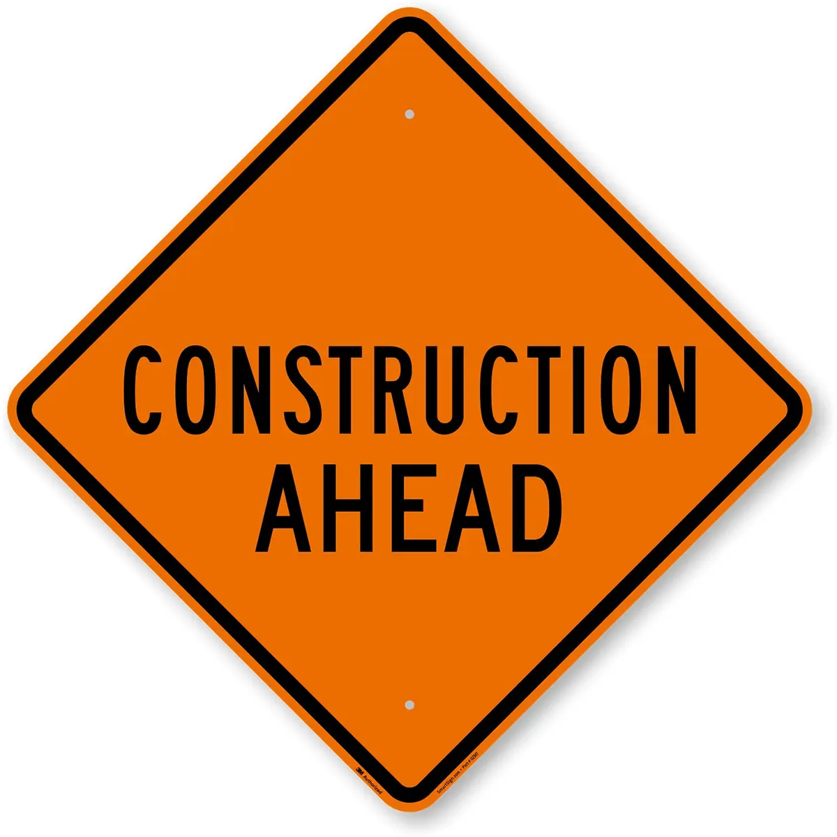 SmartSign 24 x 24 inch Construction Ahead Metal Sign, 80 mil Aluminum, 3M Laminated Reflective Sign, Black, Silver & Orange | Heavy-Duty Outdoor Safety Sign - main product image