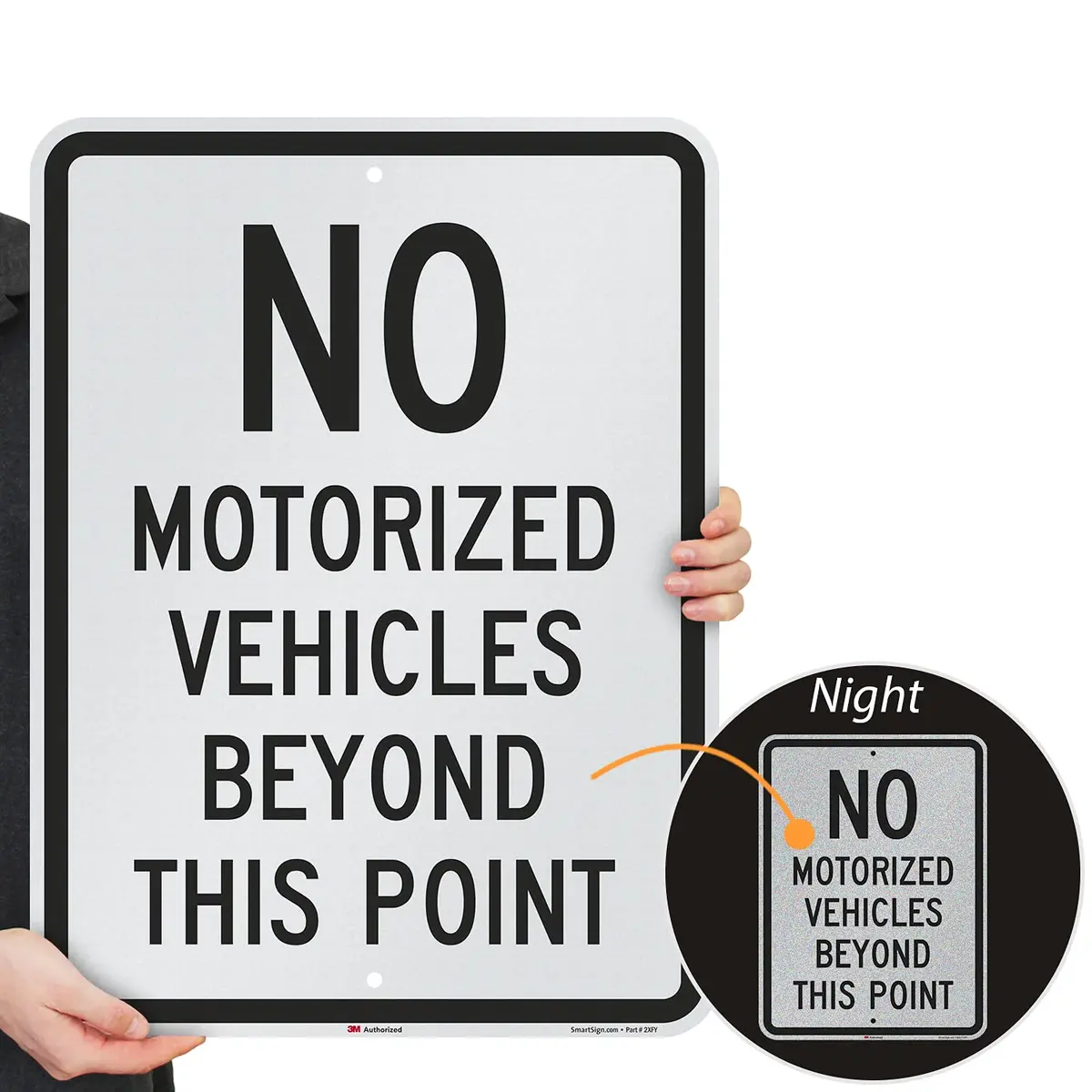 SmartSign No Motorized Vehicles Beyond This Point Metal Sign 61x46 cm (24x18 inch) | Durable 80 mil Aluminum with 3M Reflective Lamination - view 2
