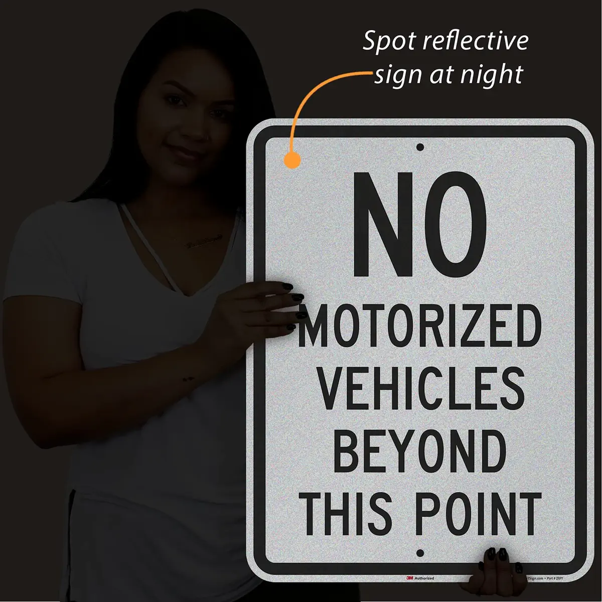 SmartSign No Motorized Vehicles Beyond This Point Metal Sign 61x46 cm (24x18 inch) | Durable 80 mil Aluminum with 3M Reflective Lamination - view 3