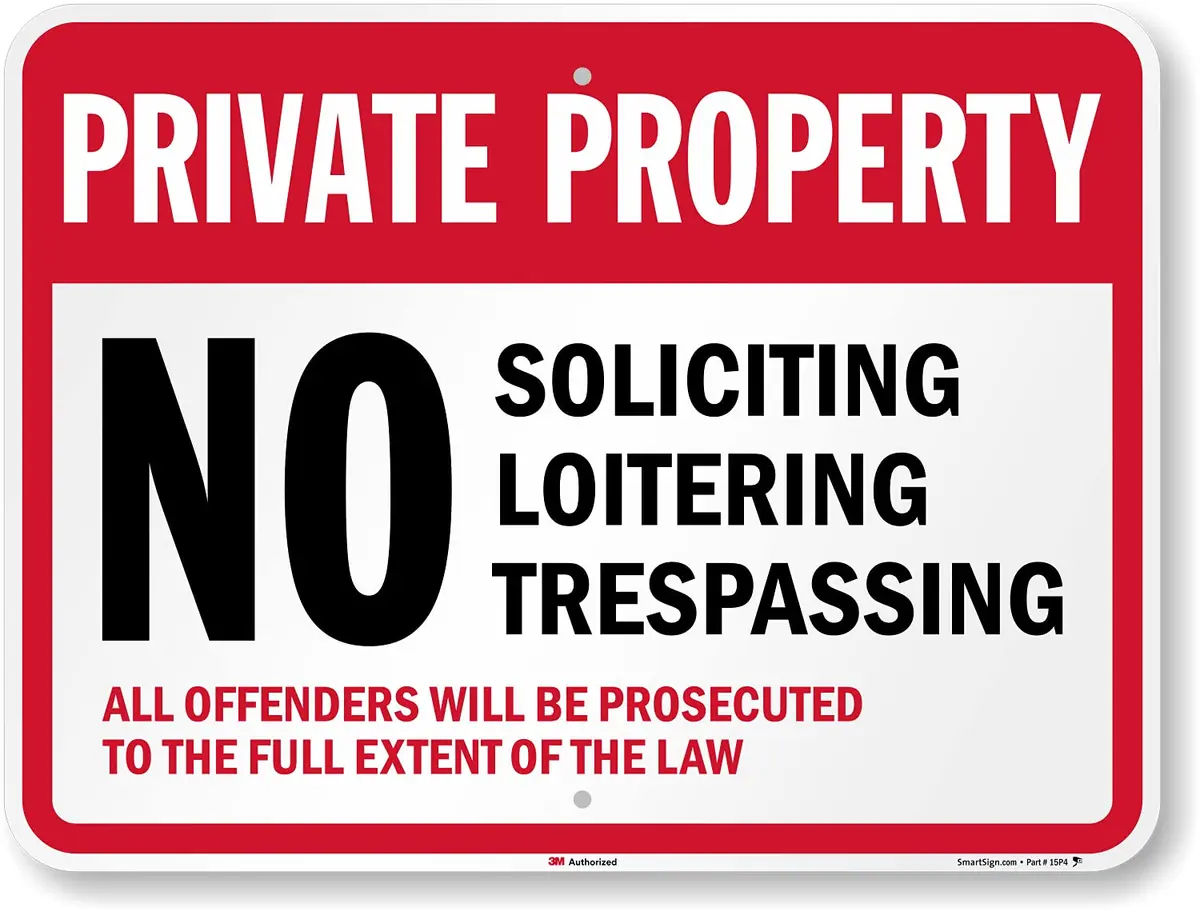 SmartSign Private Property No Soliciting No Loitering No Trespassing Metal Sign 18 x 24 inch | Heavy Duty Aluminum - main product image