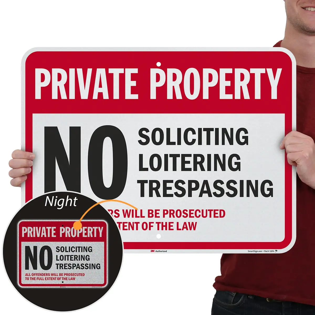 SmartSign Private Property No Soliciting No Loitering No Trespassing Metal Sign 18 x 24 inch | Heavy Duty Aluminum - view 2