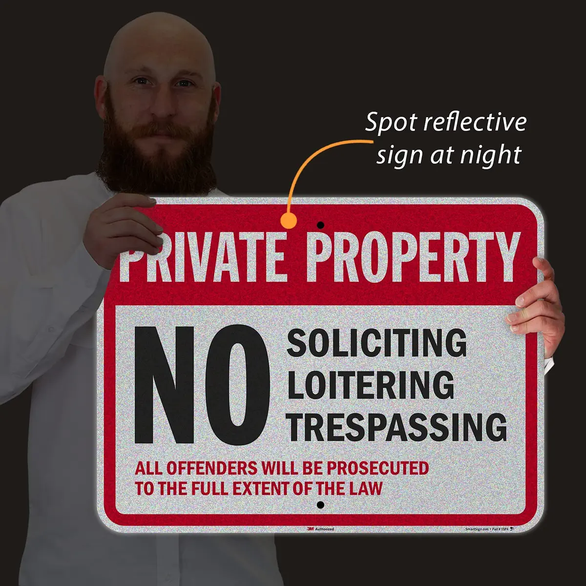 SmartSign Private Property No Soliciting No Loitering No Trespassing Metal Sign 18 x 24 inch | Heavy Duty Aluminum - view 3