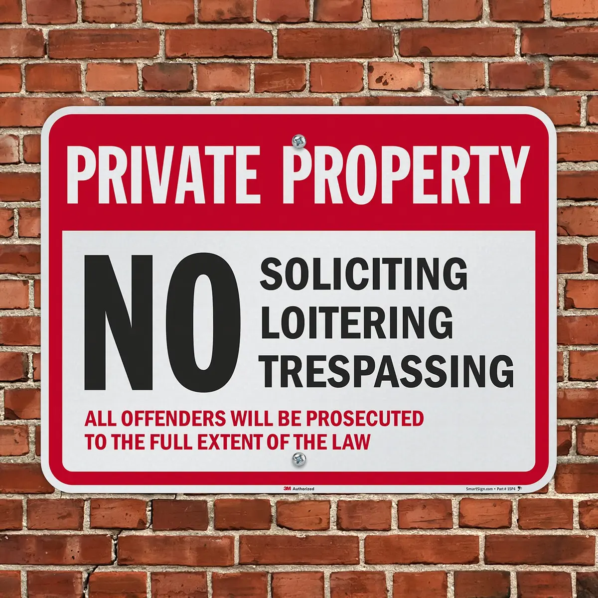 SmartSign Private Property No Soliciting No Loitering No Trespassing Metal Sign 18 x 24 inch | Heavy Duty Aluminum - view 4