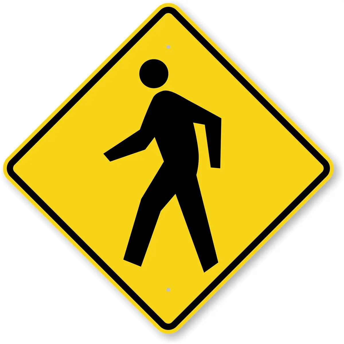 SmartSign 24 x 24 inch Pedestrian Traffic MUTCD-Compliant Metal Sign (Symbol Only), 80 mil Aluminum, 3M Laminated Engineer Grade Reflective Material, Black and Yellow - main product image